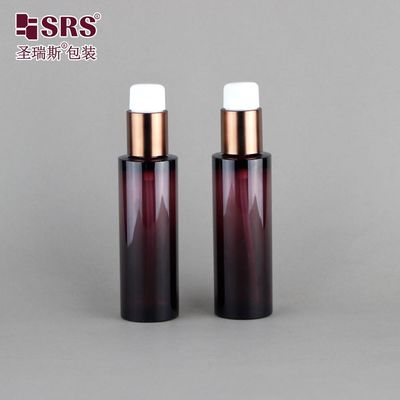 kaufen 50 ml durchsichtige braune Luxus Lotion Serumpumpe PET-Flaschen für Kosmetika online manufacture