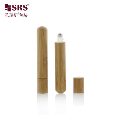 kaufen Runder Boden niedliches ätherisches Öl Roller Stahlkugeln Flaschen Massage keine Leckage natürliche Bambus Flasche Glas online manufacture