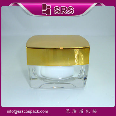 kaufen SRS China Lieferant fanshion gloden leere Quadrat Acryl kosmetische Creme Behälter Großhandel online manufacture