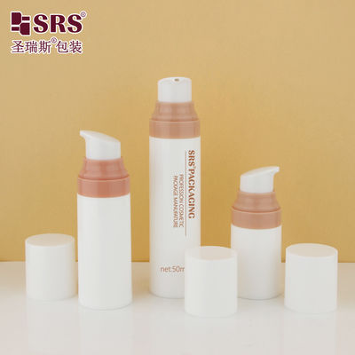 kaufen Cute Injektion Weiße glänzende Oberfläche kundenspezifische rosa Farbe Kunststoffluftlose Kosmetikflasche 30ml online manufacture