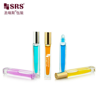 kaufen Quadratische Form kundenspezifische klare Flasche Parfümöl Applikator Glas Roll On 10ml online manufacture
