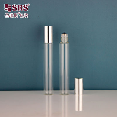 kaufen 15 mm Durchmesser Rohrrohr Glas 10 ml Edelstahl Rollkugel auf Flasche mit glänzender Metall-Aluminiumkappe für ätherische Öle leere Parfümverpackung online manufacture