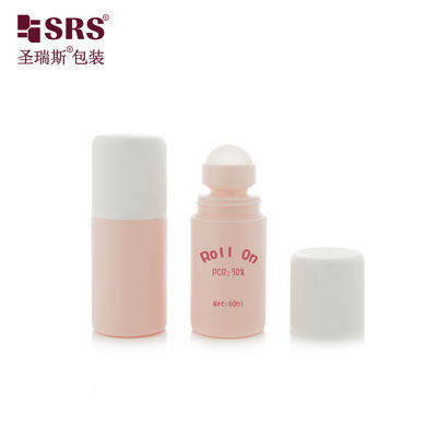 kaufen RPPC1-60ML Kundenspezifische, rosa matte Kunststoff-PP-PCR-Öko-freundliche Material-Antitranspirant-Gel-Rollerball-Flasche online manufacture