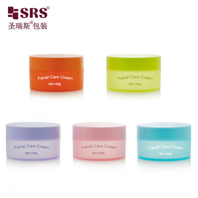 kaufen SRSQ 100g PP PCR Injection Custom Color Matte In Mold Plastic Cream Jar Container For Facial Cream online manufacture