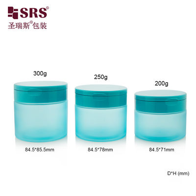 kaufen PET007 200g 250g 300g Plastic PET Cream Jar With Flip Cap For Body Scrub Toner Pads Wirh Spoon online manufacture