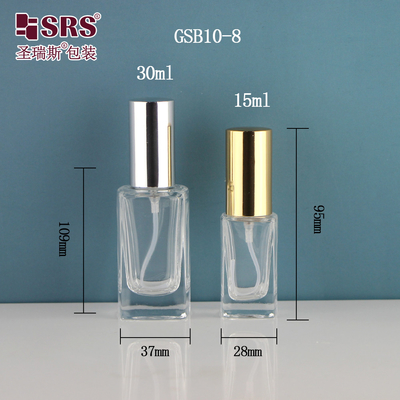 Quadratisch Eleganter Spender Feinnebel Luxus-Handdesinfektionsmittel Behälter 15 ml 30 ml Glas Sprayflasche