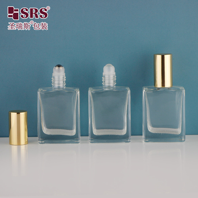 Quadratische Form Dicke Wand Luxus ätherisches Öl Glas Roll-On Probenflasche 15 ml