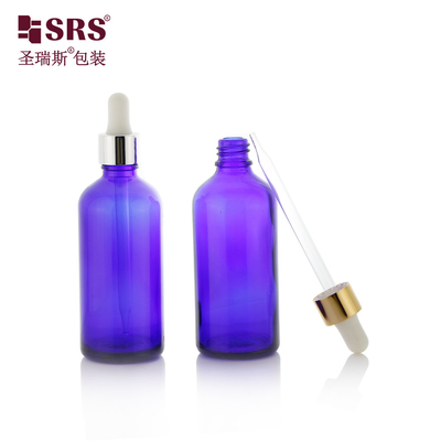 Große Parfümrunde Boston-Form Blauglas Tropffflasche 100 ml