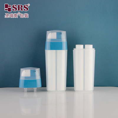 30 ml Doppelrohr PP PCR Recycling Lotion Serum Gel Hautpflege Luftlose Kosmetikflasche 20 ml