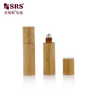 5 ml leere Amber Innenflasche Parfüm ätherisches Öl Roller Bambus Glas Kosmetikbehälter