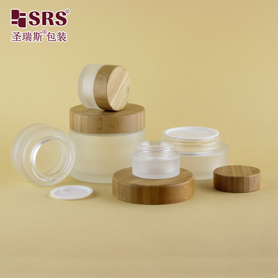 15g 30g 50g 100g 200g Leer, klar, mattes, benutzerdefiniertes Glas Kosmetikglas Bambus