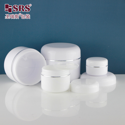 Vorrätig zum Versand Weiß Doppelwand Rund Leer Kosmetikcreme Weiß Plastikgefäße 50 ml