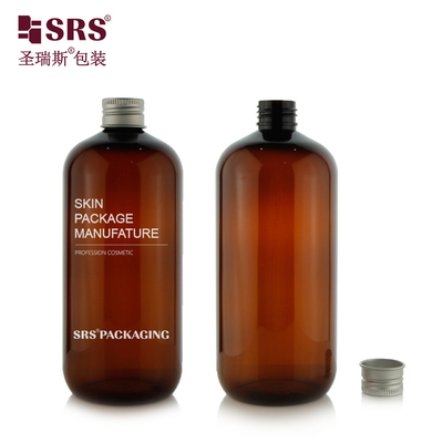 SRS Runder Boston Shape Toner 500 ml Großkapazität Kunststoff PCR Umweltschonende Amber PET Flasche