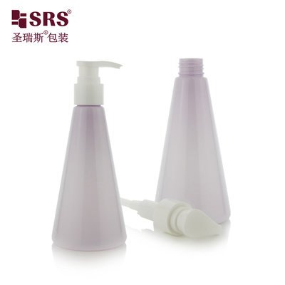 Triangle Form Luxus Injektion Violet Plastik Pumpe benutzerdefinierte Farbe Lotion PET Flasche