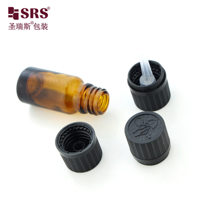 Leere Kosmetikglasflaschen mit CRC-Kinderschutzkappe Bernstein 10 ml ätherische Ölflasche