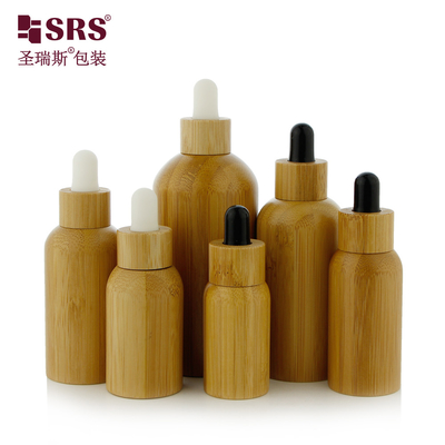 Glasflaschen für ätherische Öle echte Luxus-Bamboo-Tropffflasche 10ml