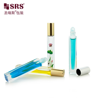 10 ml Quadratform auf Flaschen mit 3D-Druck Blumen Rollkugel Flasche