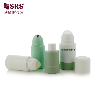 50 ml 75 ml Leer, auswechselbar, nachfüllbar PP PCR, recycelt, injizierbar, Deodorant in Farbe, Luxus Roll On Flasche