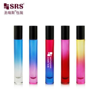 10 ml Runde Form Dicke Unterseite Luxus Leere Maßgeschneiderte Schrägfarbe Glas Ölflasche Roll On