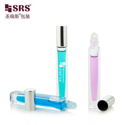 Quadratisch farbenfrohe, klare Parfümflasche ohne Leckage mit dickem Glasboden 10 ml