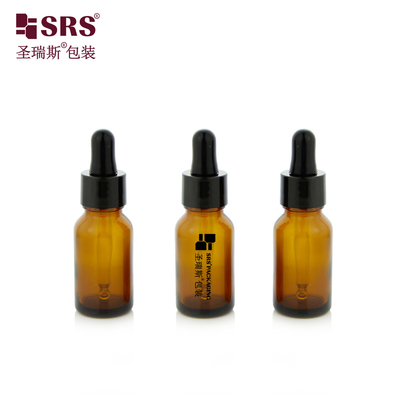 15 ml 0,5 oz Leere Bernsteinfarbe Runde Dicke Wand Form Essential Oil Glasflasche Tropffflasche