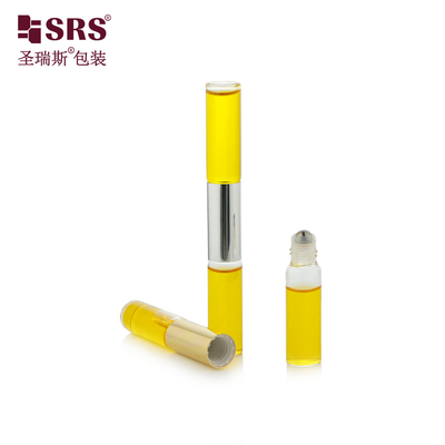 SGB2-5ml+5ml Durchsichtige klare Doppelendglasflasche mit Stahlkugel für ätherische Öle
