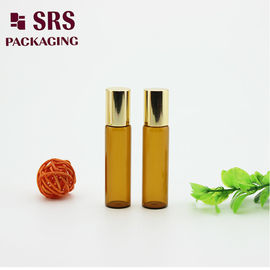 5 ml Luxus-Rollkugel aus Bernsteinglas mit Metallkugel für ätherisches Öl