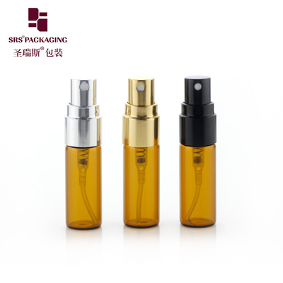 BLPA-3ML Amber Vial Tube Glasflasche mit Aluminium Gold Sprayer Pumpe für Parfüm