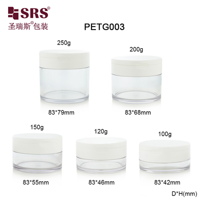 PETG003 100g 120g 150g 200g 250g Transparent PETG Plastikglas Behälter für Gesichtscreme Körper Scrub Verpackung