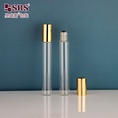 15 mm Durchmesser klares Glas ätherisches Öl Glas Rollkugelflasche mit Goldkappe