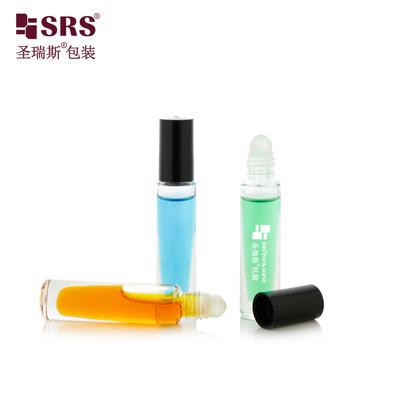 GB1-5ml Dicke Wand Durchsichtig Leere Tasche Größe niedliche Kunststoffkappe Zylinderform Nagelöl Applikator Glas Roll On Flasche