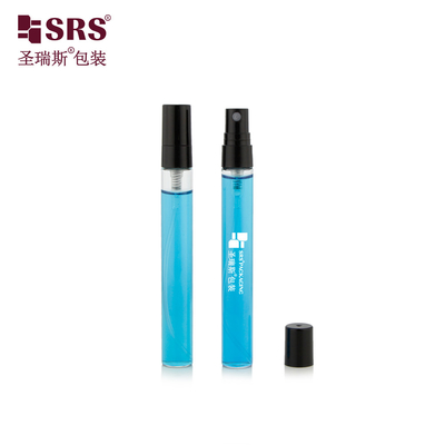 BLPP-10ML 14mm DIA Feine Nebel Taschengröße Transparente Rohrglasflasche mit schwarzer Kunststoffsprühpumpe für Parfüm