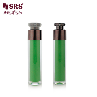 Doppelwand AS Kunststoff luftlose kosmetische Verpackung 15ml 30ml 50ml maßgeschneiderte Dekoration Farbe leere Hautpflege Schönheitsserum Lotion Vakuumpumpenbehälter