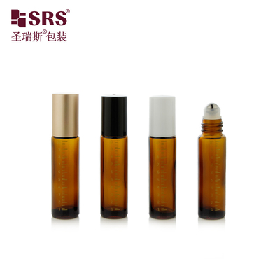 Hochwertige Form Glas Rollkugel Roll auf Flasche Luxus 100% kein Leck ätherisches Öl leere Verpackung mit glänzendem Gold Silber Metall Aluminium Kappe oder PP Plastikkappe kundenspezifische Farbe