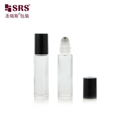 Whosale Duftverpackung 10 ml klare Glasrollenrolle auf Flasche Vakuum-Test 100% ohne Leckage Stahlkopf Applikator Massage für ätherische Öle zur Hautpflege