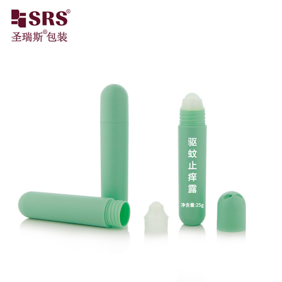RPPG 25ml Injektions-Kostum Pantone Farbe Frosted Kuppelkappe Runder Boden Kunststoff PCR Umweltschonende Roller PP Kugel Flasche Applikator mit Tasche Lanyard Portable Größe