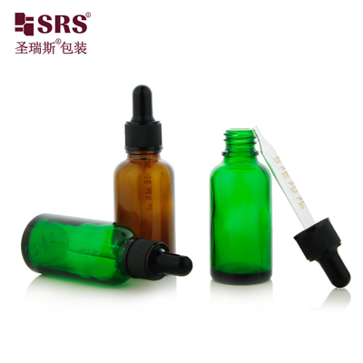 D002 Durchsichtige Bernsteingrüne Blaufarbene Glastropffflasche für essenzielle Oir-Kosmetik-Serum