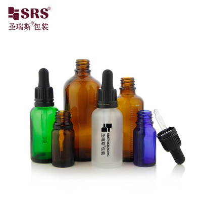 D003-2 Frosted Clear Green Blue Amber Transparent Glass Dropper Flasche TE Manipulationssichere Designdeckel
