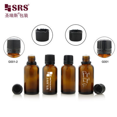 G001-2 Amber Round Mold Glasflasche mit manipulationssicheren Schraubkappe Kunststoffstecker für die Verpackung von Essential Oil Containern