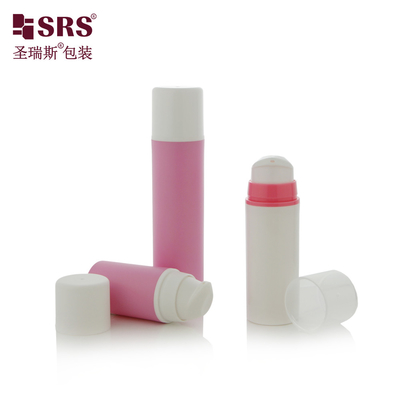 A0211 15 ml 30 ml 50 ml Runde Form Elegante Kunststoffluftlose Pumpe Lotion Flasche Pink Snap On Design Pumpe