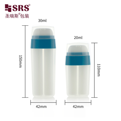 PA214 20 ml 30 ml Oval Form Doppelrohr Kunststoff PP PCR Luftlose Lotion Pumpe Flasche Einzigartiges Design Dauerhaftes Material