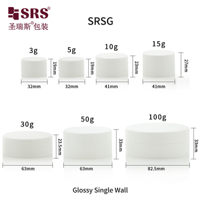 SRSG 3g 5g 10g 15g 30g 50g 100g Plastikleere glänzende Oberfläche Einwand einzigartige Design PP-Glas für Körpercreme