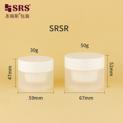SRSR 30g 50g Leerer Kosmetik-Injektionsglas aus Kunststoff mit Creme Austauschbarer glasierter klarer Behälter