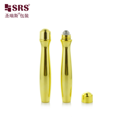 SRS8447-15ML Metallisierte glänzende Gold leere PETG Plastikrolle auf Flasche für Augengel Taillenform