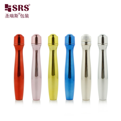 SRS8447-15ML Glanzmetallisierte PETG-Plastikrolle auf Flasche für Augengel-Massage Kosmetikverpackung