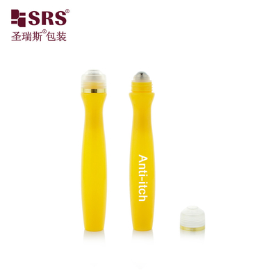 SRS8447-15ML Spritzglas Gelb Glanz PETG Kunststoff Rollen auf Stahl Rollenkugel Flasche Anti-Jitch Flüssigkeit Applikator