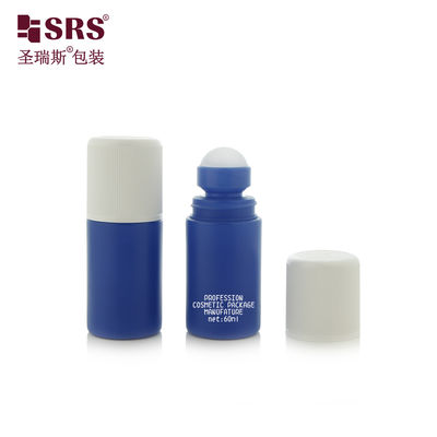 RPPC1-60ML Blaue, matte Kunststoff-PP-Deodorant-Roll-On-Flasche mit kindersicherem Verschluss, kein Auslaufen