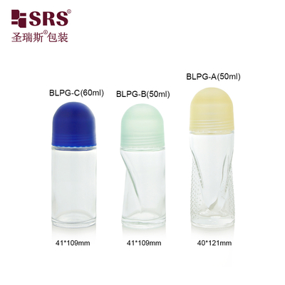 BLPG 50ml 60ml Einzigartige Form Leere Glas-Roll-On-Flasche für Körperdeodorant Gel Antitranspirant Verpackung