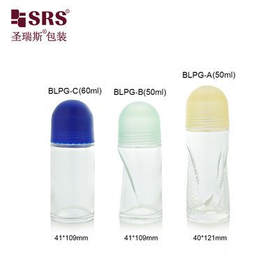 BLPG 50ml 60ml Einzigartige Form Leere Glas-Roll-On-Flasche für Körperdeodorant Gel Antitranspirant Verpackung