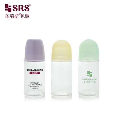 BLPG-C 60ml Großhandel Beauty Clear Glass Roll On Deodotant Verpackungsflasche mit Plastikkuppelkappe
